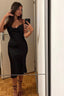 ROBE MI-LONGUE SATINÉE FENDUE SUR LE COTÉ